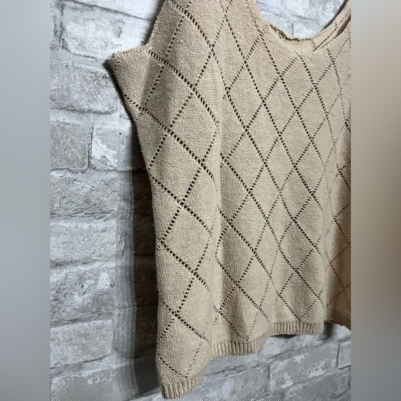 3/$30 _ NORACORA | crochet knit Y2K vintage-look tank top  cream tan beige - XXL - Picture 4 of 7